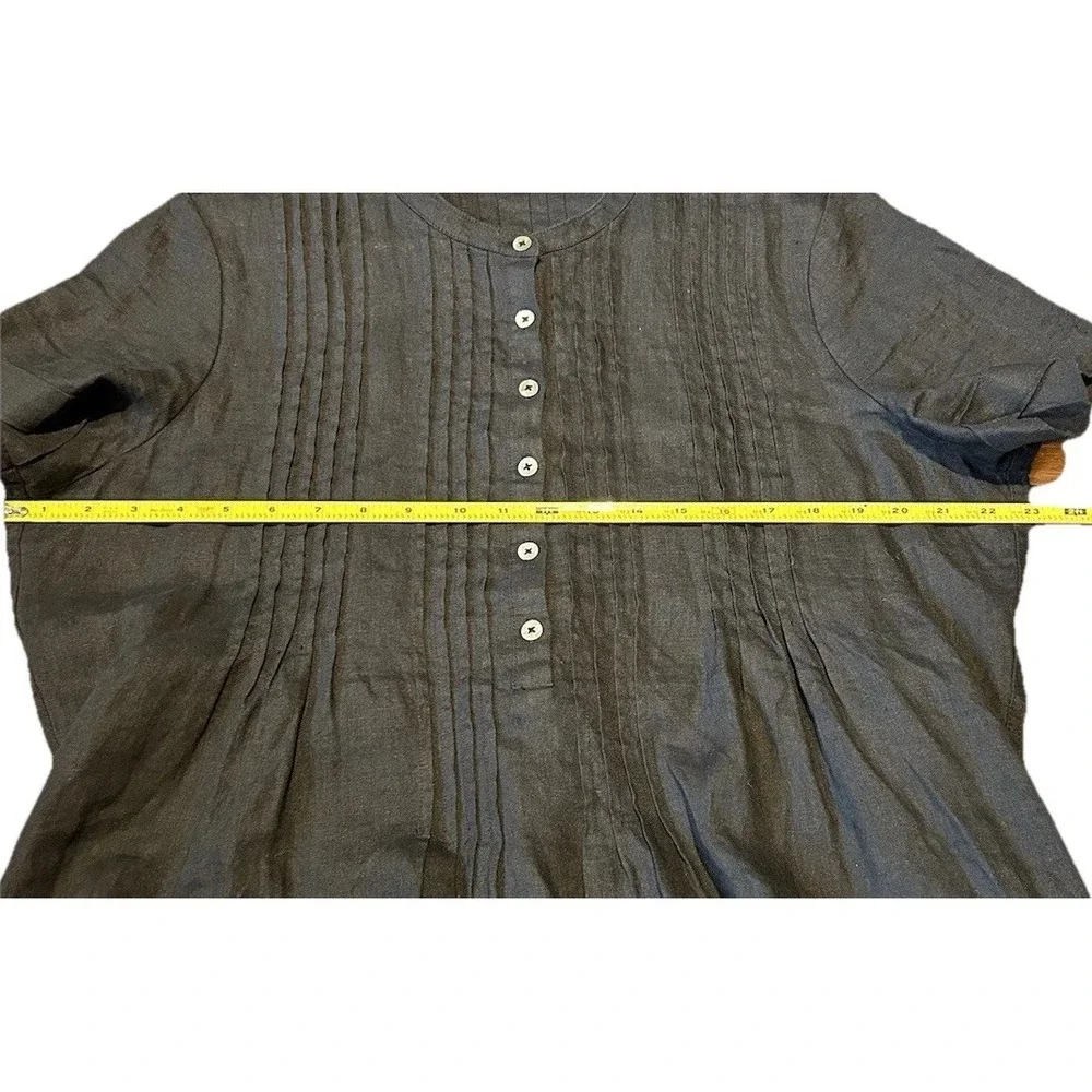 Quince Women 100% European Linen Short Sleeve Swing Dress Black Size Large - Picture 8 of 9